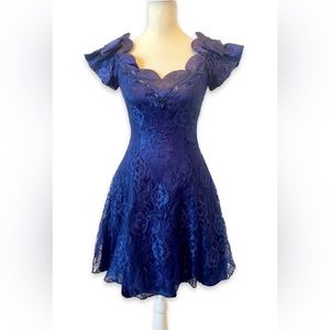 Vintage Dark Blue Lace Fairy Coquette Dress